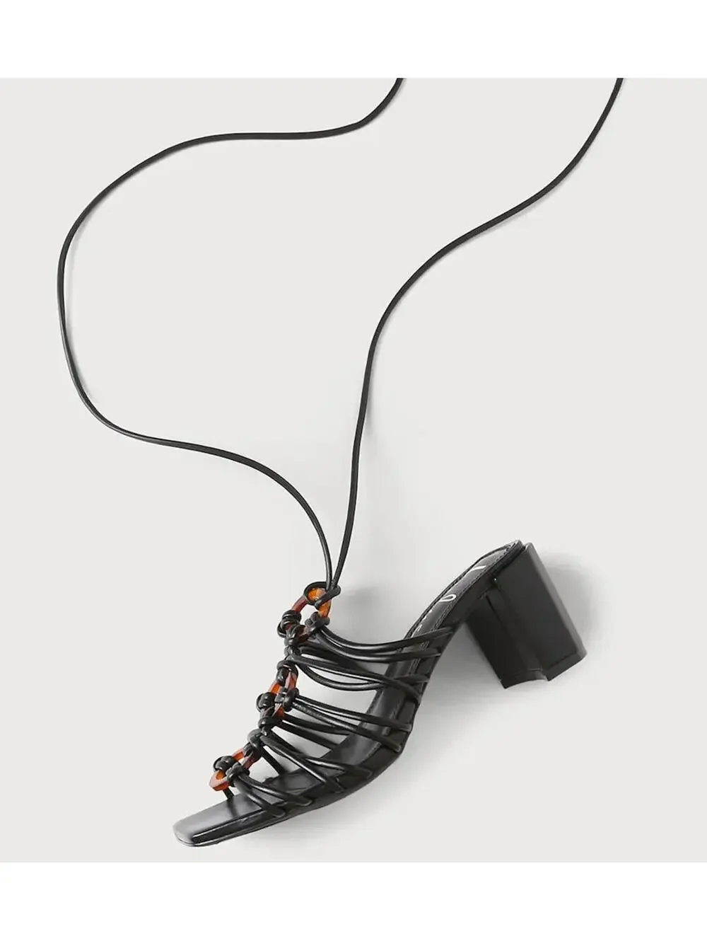 NWB Lulus Finu Black Lace-Up High Heel Sandals Size 6.5 - Picture 8 of 11